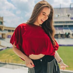 Crimson Red Bubble Crop Top